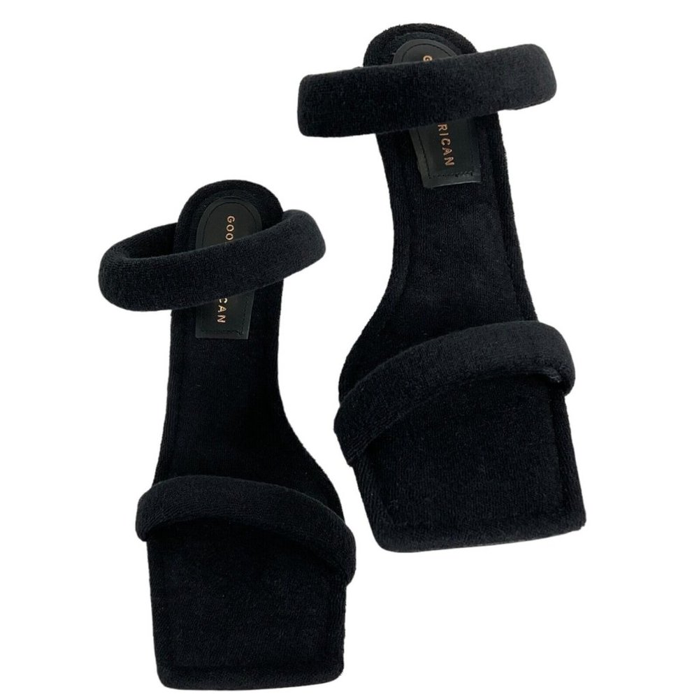 Good American Shoes Womens Size 8 Black Terry Cloth Heels Stilleto $260 Nwb - Picture 2 of 10